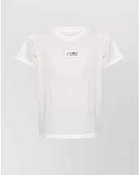 MM6 by Maison Margiela - Cotton Logo Cropped Crew-Neck Short-Sleeve T-Shirt - Lyst