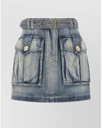 Balmain - Distressed Cargo Pocket Skirt With Button Accents - Lyst