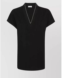 Brunello Cucinelli - V Neck Short Sleeve Top Design - Lyst