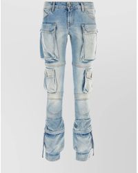 The Attico - Denim Mid-Rise Straight-Leg Cargo Jeans - Lyst