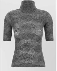 Brunello Cucinelli - Silk Wool Alpaca Openwork Turtleneck Short-Sleeve Sweater - Lyst