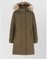 Woolrich - Long Parka With Detachable Fur Hood - Lyst