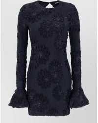 ROTATE BIRGER CHRISTENSEN - 3D Floral Mesh Long-Sleeve Mini Dress - Lyst