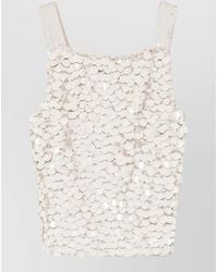 P.A.R.O.S.H. - Sequin Sleeveless Top Square Neckline Straps - Lyst