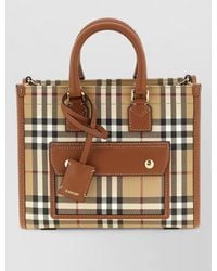 Burberry - Freya Check Shoulder Bag Top Handles - Lyst