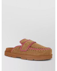 Mou - Leather Sabot Slippers Contrast Stitching Sole - Lyst