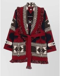 Alanui - Cashmere Jacquard Fringe Belted Cardigan - Lyst