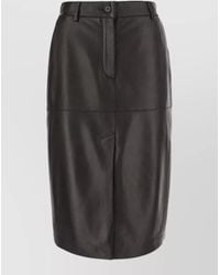 P.A.R.O.S.H. - Lamb Leather Knee-Length Pencil Skirt - Lyst