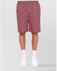 Versace - Silk La Greca Print Bermuda Shorts - Lyst