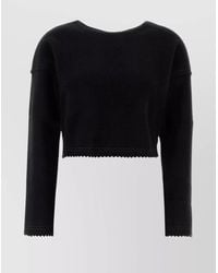 Max Mara - Cashmere Wool Cropped Crew-Neck Knitted Top - Lyst