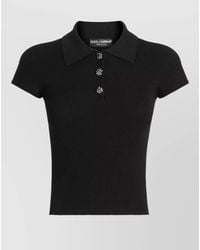 Dolce & Gabbana - Ribbed Short-Sleeve Polo Top - Lyst