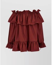 Saint Laurent - Off-The-Shoulder Mini Dress Ruffled Detailing - Lyst