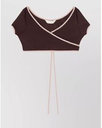 Palm Angels - Wrap Bikini Top With Cap Sleeves And Contrasting Border - Lyst