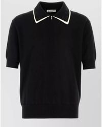 Jil Sander - Cotton Polo Shirt Contrast Collar Hem - Lyst