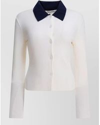 Self-Portrait - Merino Wool Knit Cardigan Contrast Collar - Lyst