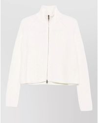 Lisa Yang - Cashmere Ribbed High Neck Zip-Up Cardigan - Lyst