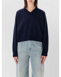 Loulou de Saison - Cropped V Neck Top Long Sleeves - Lyst