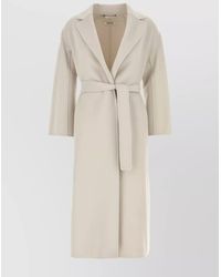 Max Mara - Virgin Wool Belted Single Breasted Midi Coat - Lyst