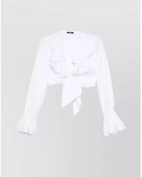 Balmain - Cotton V-Neck Long-Sleeve Blouse - Lyst