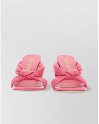 Stuart Weitzman - Bow Detail Leather Sandal With Square Toe - Lyst