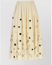 Prada - Cream Cotton Skirt - Lyst