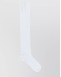 Valentino - Chevron Pattern Knee-High Socks Perforated Detailing - Lyst