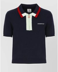 CASABLANCA - Merino Wool Short-Sleeve Zip Polo Shirt - Lyst