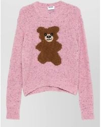 Moschino - Cropped Crew Neck Knit Sweater Bear Motif - Lyst