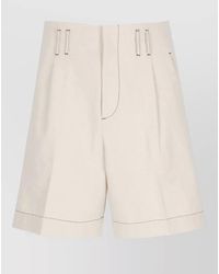 Lanvin - Cotton Bermuda Shorts Contrast Stitching Pockets Beltloops - Lyst