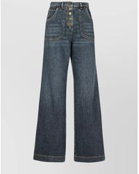 Etro - High Waist Wide Leg Jeans With Contrast Stitching - Lyst