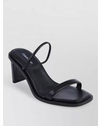 Calvin Klein - Leather Stiletto Sandals Block Heel Square Toe - Lyst