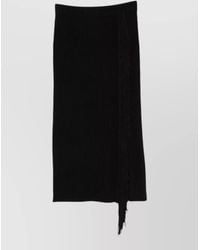 Emporio Armani - Ribbed Knit Fringed Slim-Fit Midi Skirt - Lyst