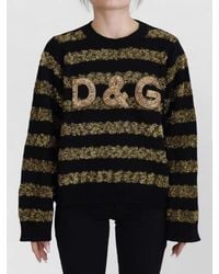 Dolce & Gabbana - Metallic Stripe Knit Pullover - Lyst