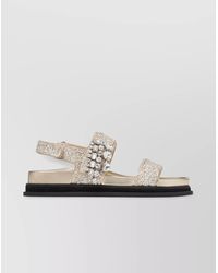 Jimmy Choo - Glittered Flat Sandals Crystal Embellishment - Lyst