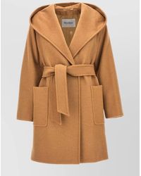 Max Mara - Waist Belt Coat With Hood And Pockets - Lyst