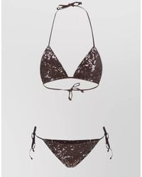 P.A.R.O.S.H. - Sequin Triangle Swim Top Halter Straps - Lyst
