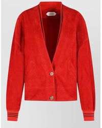 Versace - Suede Single Breasted Coat - Lyst