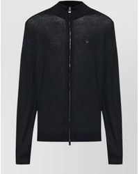 Emporio Armani - Virgin Wool Zip-Up High-Neck Cardigan - Lyst