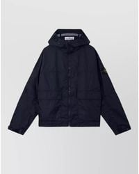 Stone Island - Hooded Technical Jacket Adjustable Cuffs Pockets - Lyst