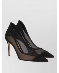 Gianvito Rossi - Mesh And Suede Pointed-Toe Pumps - Lyst