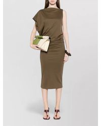 Jacquemus - Silk Blend Asymmetric Sleeve Draped Midi Dress - Lyst