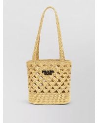 Prada - Crochet Raffia-Effect Tote Bag - Lyst