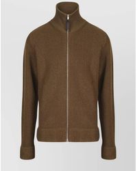 Maison Margiela - High Neck Ribbed-Knit Zip-Up Sweater - Lyst