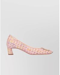 Roger Vivier - Pointed Toe Kitten Heel Pumps With Tweed Fabric And Bow Detail - Lyst