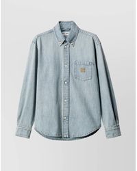 Miu Miu - Denim Shirt With Embroidered Camel Logo - Lyst