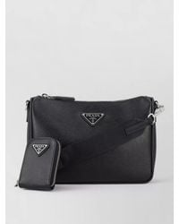 Prada - Crossbody Bag Textured Finish Adjustable Strap Pouch - Lyst