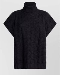 Etro - Turtleneck Textured Knit Short Sleeve Top - Lyst