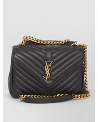 Saint Laurent - College Medium Chevron-Quilted Lambskin Shoulder Bag - Lyst