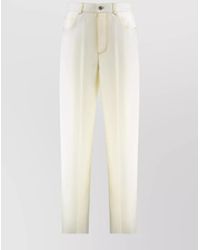 Bottega Veneta - Wide-Leg Wool Trousers With Pockets And Stitching - Lyst