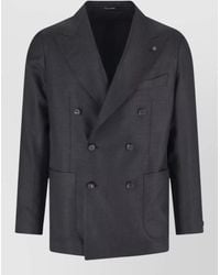 Tagliatore - Double Breasted Blazer Notch Lapel Pockets - Lyst